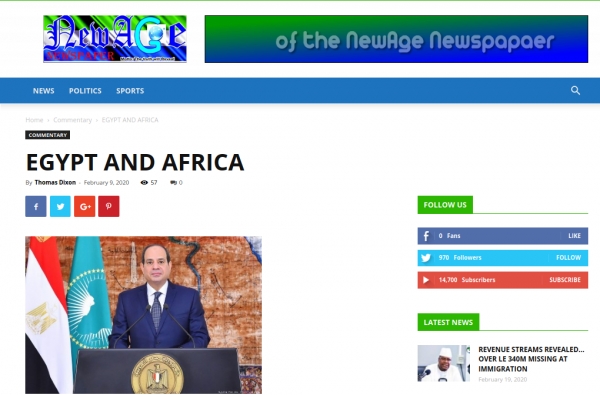 New Age Newspaper - EGYPT AND AFRICA